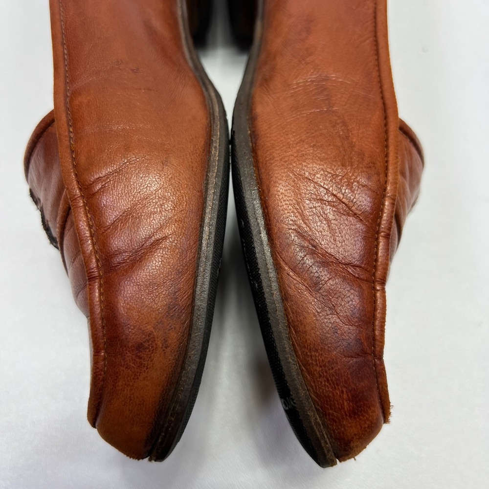 VINTAGE Bally Womens Brown Leather Crest Loafers Size 8M Italy Low Heel Flats - Picture 8 of 14